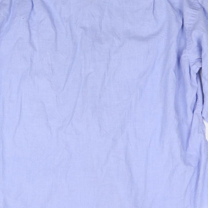 Mens UK Size 42 George Barrow Blue  Button-Up Long Sleeve Casual Shirt