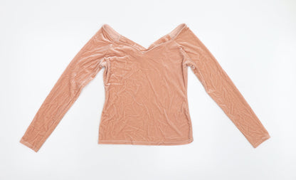 Miss Selfridge Womens Pink  Velour Basic T-Shirt Size 10