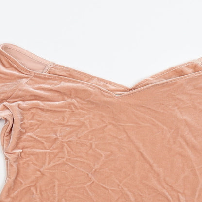 Miss Selfridge Womens Pink  Velour Basic T-Shirt Size 10