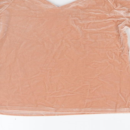 Miss Selfridge Womens Pink  Velour Basic T-Shirt Size 10