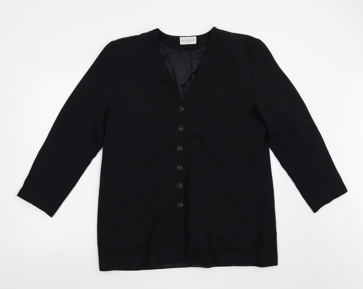 Additional front view of Paul Seperates women’s black jacket suit jacket, size UK 18
