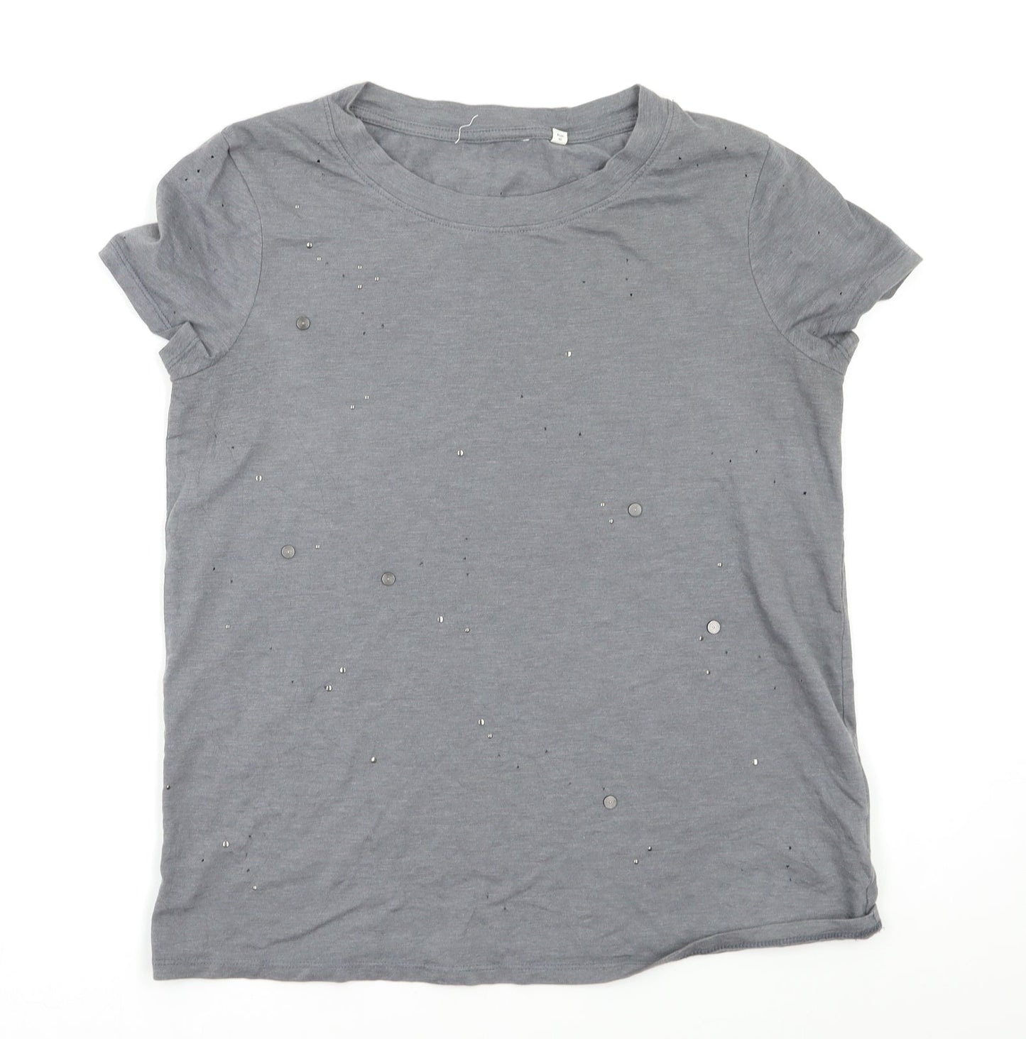 Womens UK Size 10 Preworn Grey Basic T-Shirt