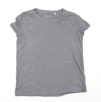 Womens UK Size 10 Preworn Grey Basic T-Shirt