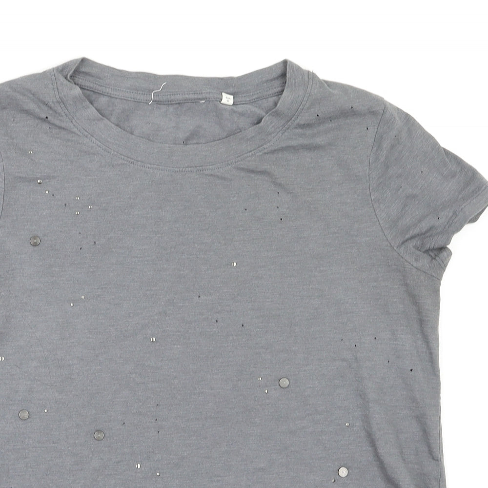 Womens UK Size 10 Preworn Grey Basic T-Shirt