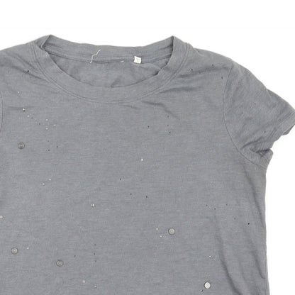 Womens UK Size 10 Preworn Grey Basic T-Shirt