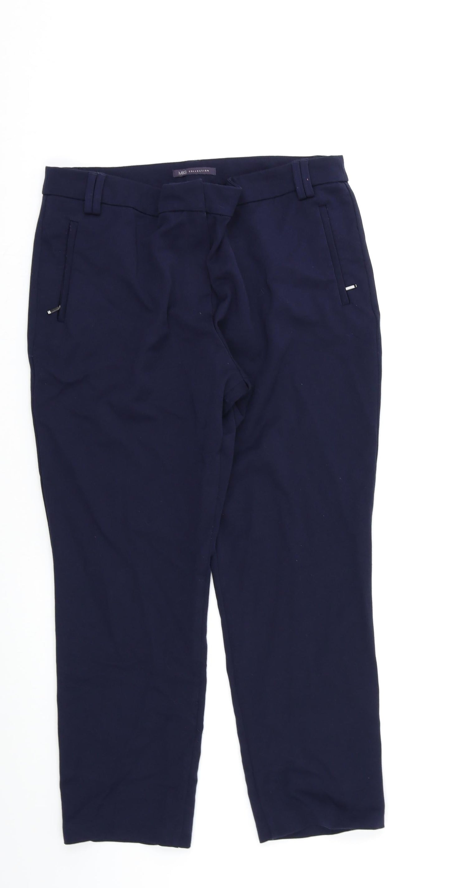 M&S Womens Blue   Dress Pants Trousers Size 16 L24 in