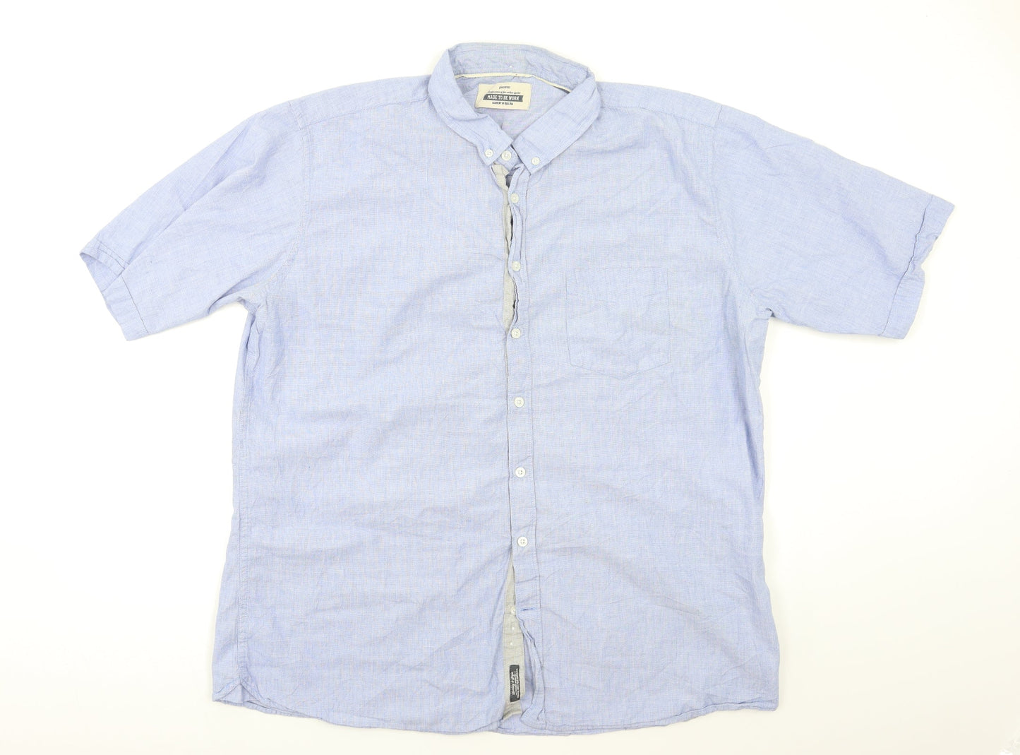 Mens UK Size XL Jacomo Blue  Button-Up Short Sleeve Casual Shirt