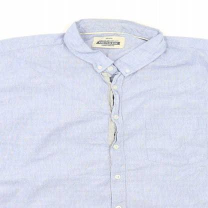 Mens UK Size XL Jacomo Blue  Button-Up Short Sleeve Casual Shirt