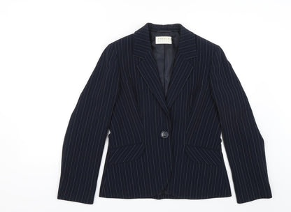 Precis Womens Blue Striped  Jacket Blazer Size 10