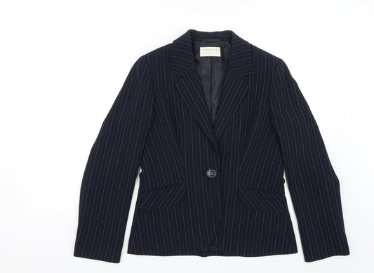 Precis Womens Blue Striped  Jacket Blazer Size 10