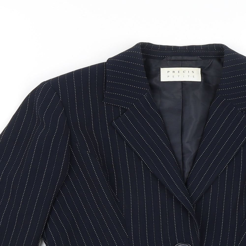 Precis Womens Blue Striped  Jacket Blazer Size 10