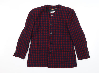 Vivella Womens Red Plaid  Overcoat Jacket Size 12