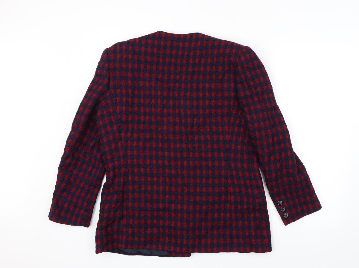 Vivella Womens Red Plaid  Overcoat Jacket Size 12