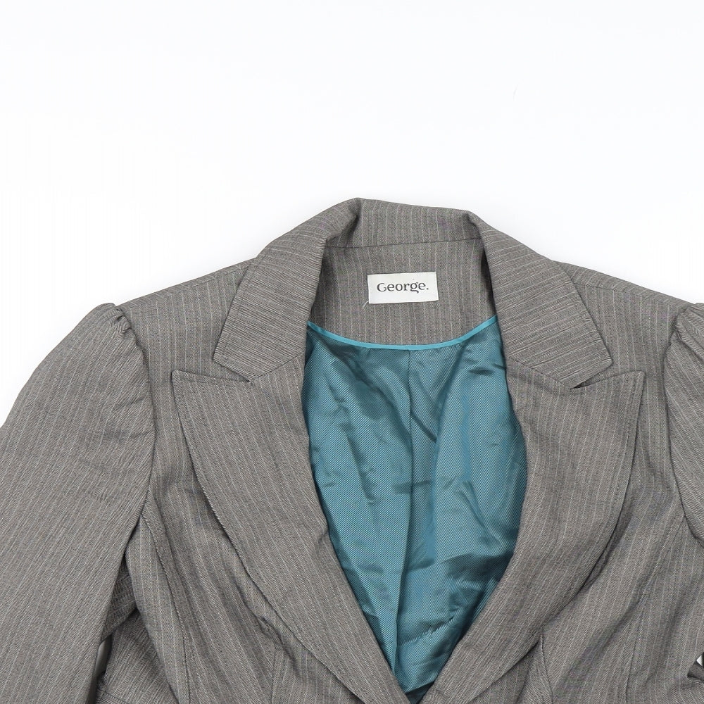 George Womens Grey Striped  Jacket Blazer Size 14