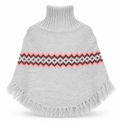 H&M Girls Grey Argyle/Diamond  Cape Jumper Size 13-14 Years
