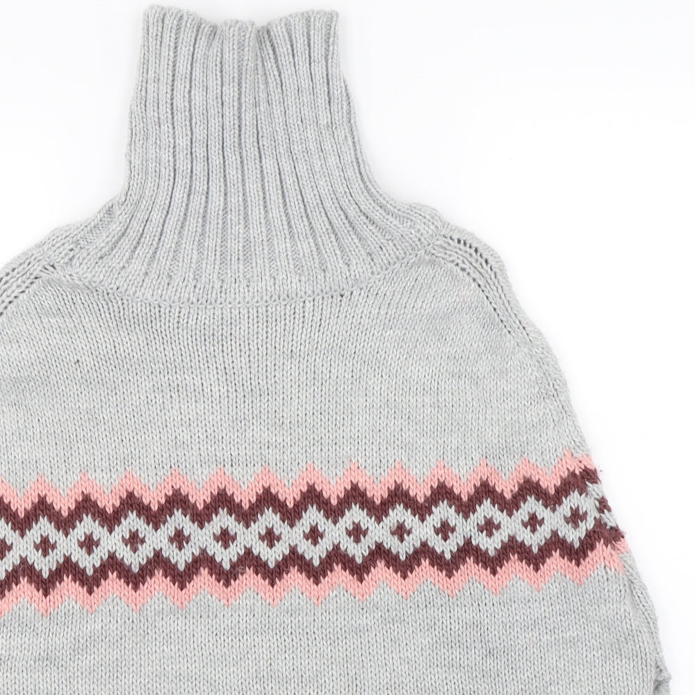 H&M Girls Grey Argyle/Diamond  Cape Jumper Size 13-14 Years