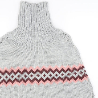H&M Girls Grey Argyle/Diamond  Cape Jumper Size 13-14 Years
