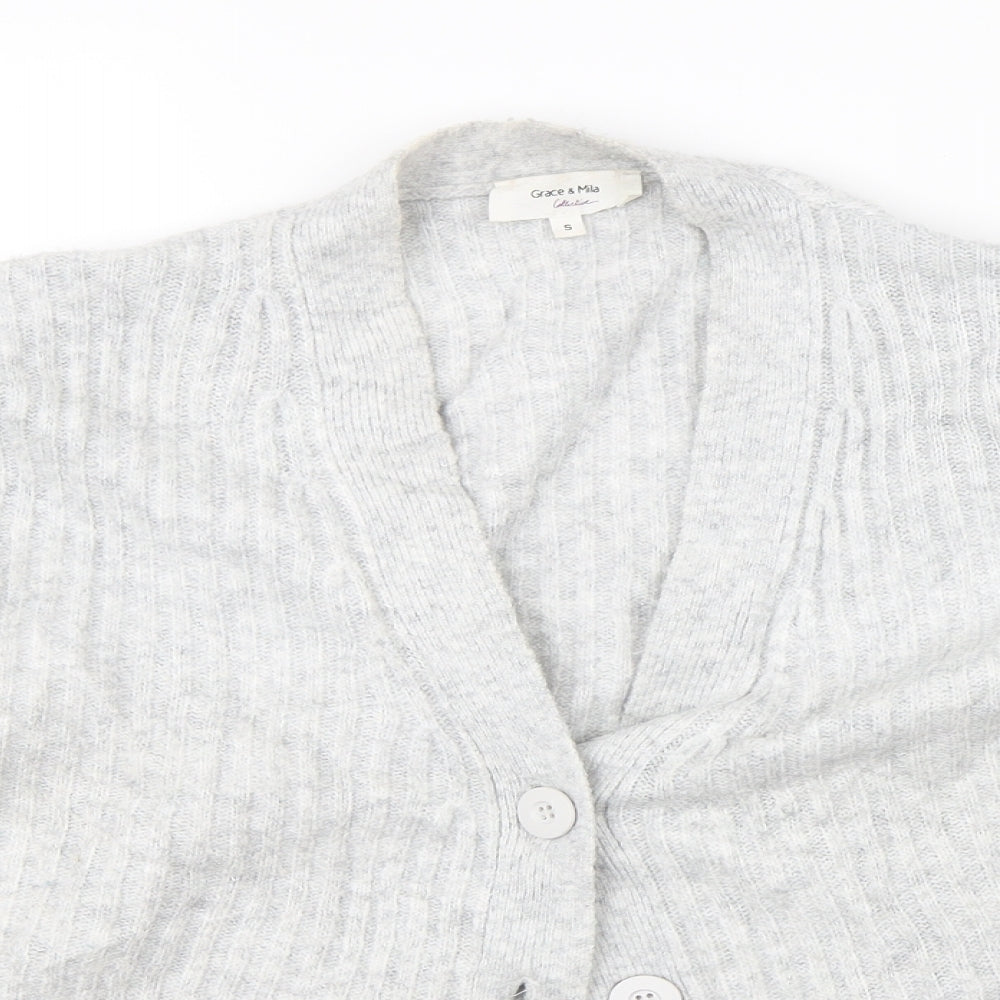 Womens UK Size S Grace & Mila Grey Cardigan Jumper