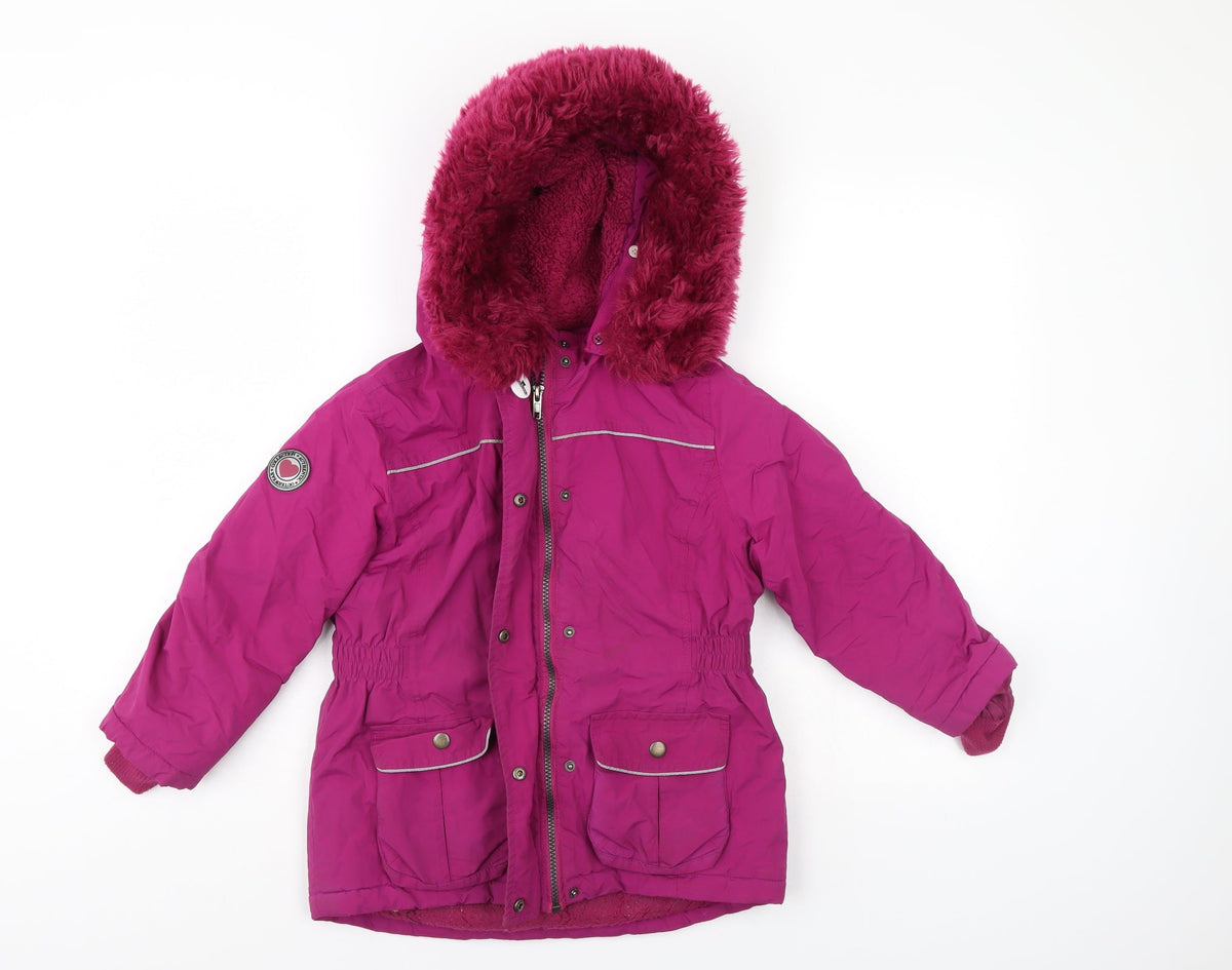 Front view of Authentic outerware collection girls’ purple parka coat