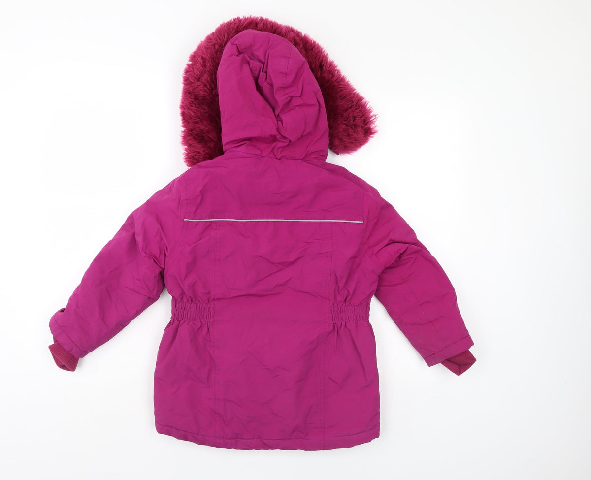 Back view of Authentic outerware collection girls’ purple parka coat