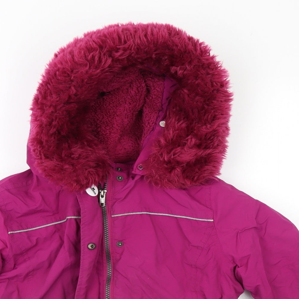 Close-up detail of Authentic outerware collection girls’ purple parka coat