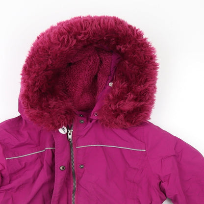 Close-up detail of Authentic outerware collection girls’ purple parka coat
