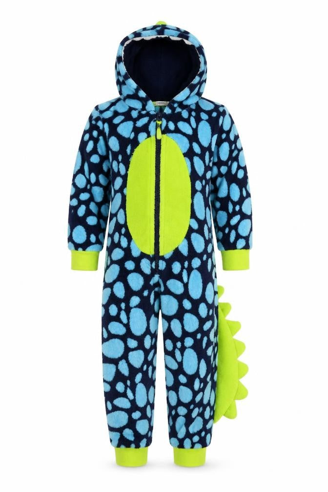 Front view of Crafted boys’ blue spotted babydoll one piece, size 3-6, months