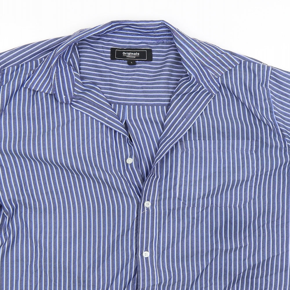 Womens UK Size L Originals Blue Basic Button-Up