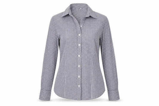 Grieff Womens Blue Check  Basic Button-Up Size 10