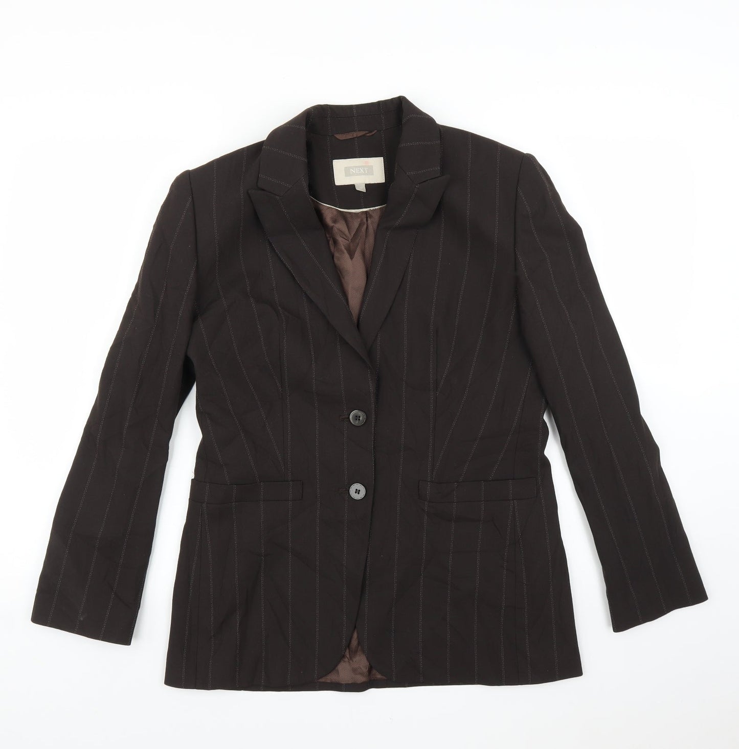 NEXT Womens Brown Striped  Jacket Suit Jacket Size 12