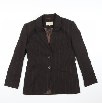 NEXT Womens Brown Striped  Jacket Suit Jacket Size 12