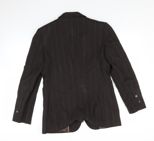 NEXT Womens Brown Striped  Jacket Suit Jacket Size 12