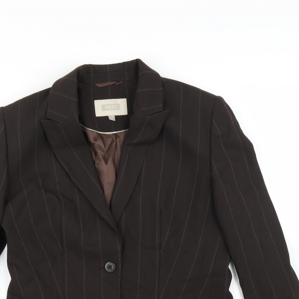 NEXT Womens Brown Striped  Jacket Suit Jacket Size 12