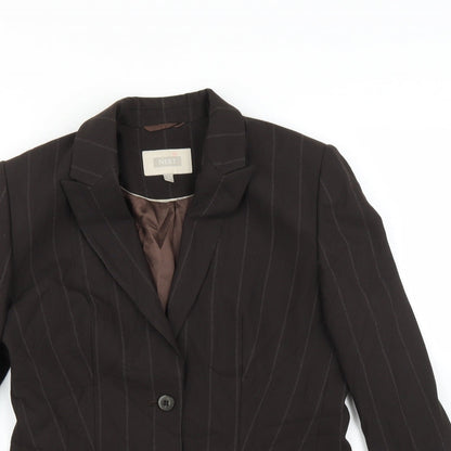 NEXT Womens Brown Striped  Jacket Suit Jacket Size 12
