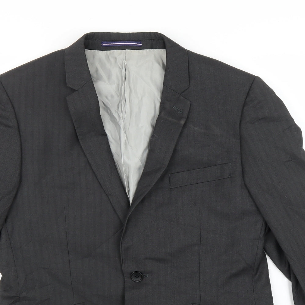 Mens UK Size 38 Topman Regular Black Suit Jacket