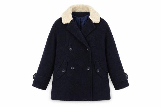 Front view of Cooperative women’s blue overcoat coat, size S