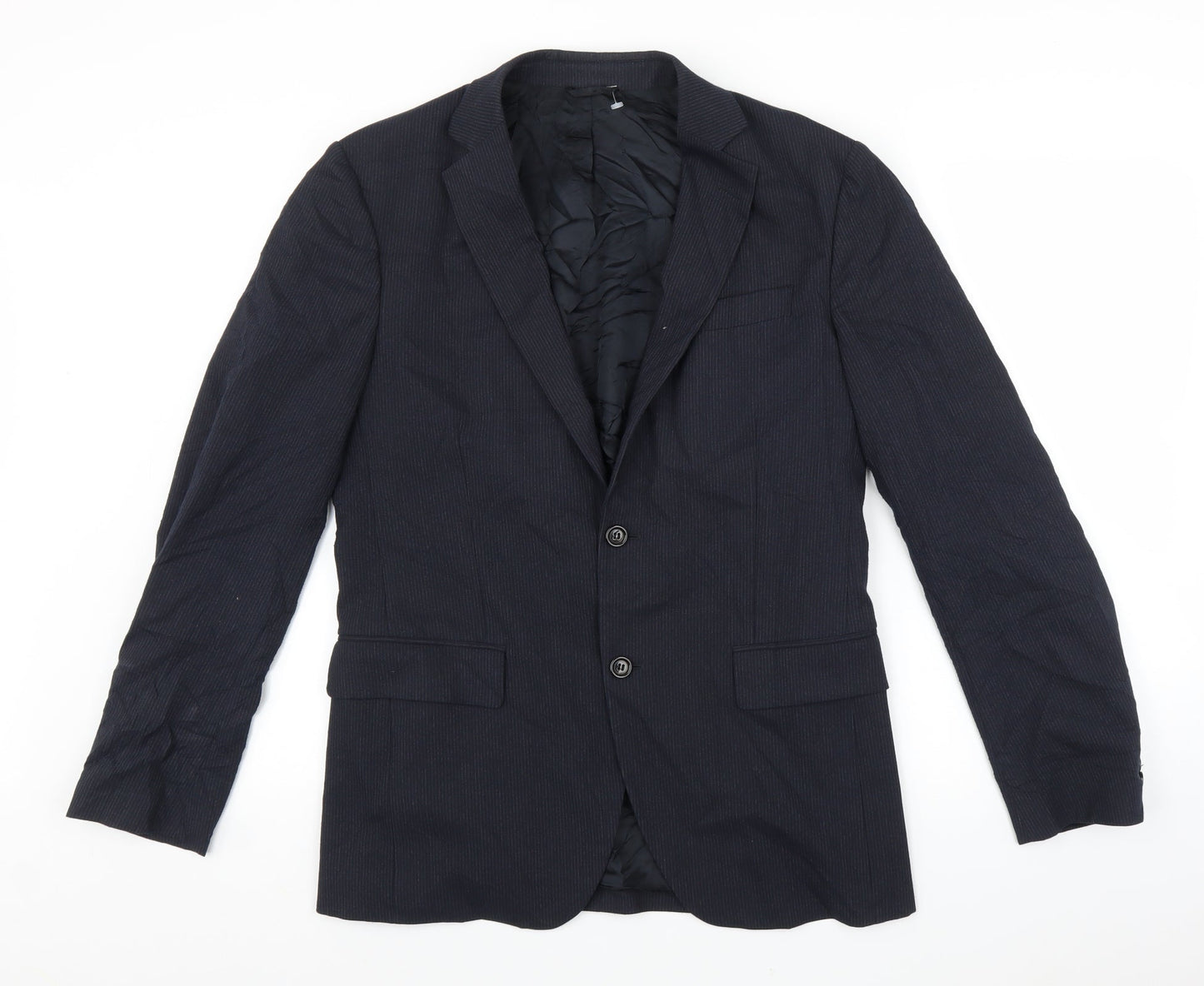 Sartoria Benetton Mens Blue Striped  Jacket Suit Jacket Size 38