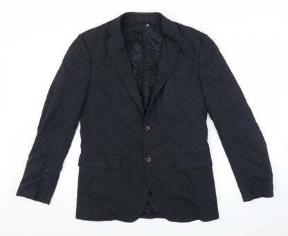 Sartoria Benetton Mens Blue Striped  Jacket Suit Jacket Size 38