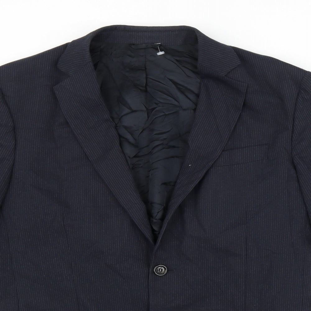 Sartoria Benetton Mens Blue Striped  Jacket Suit Jacket Size 38