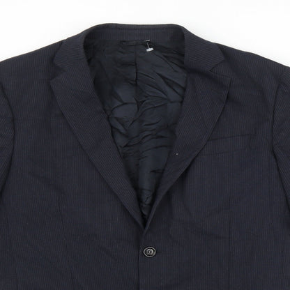 Sartoria Benetton Mens Blue Striped  Jacket Suit Jacket Size 38
