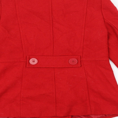 Womens UK Size 14 F&F Red Overcoat