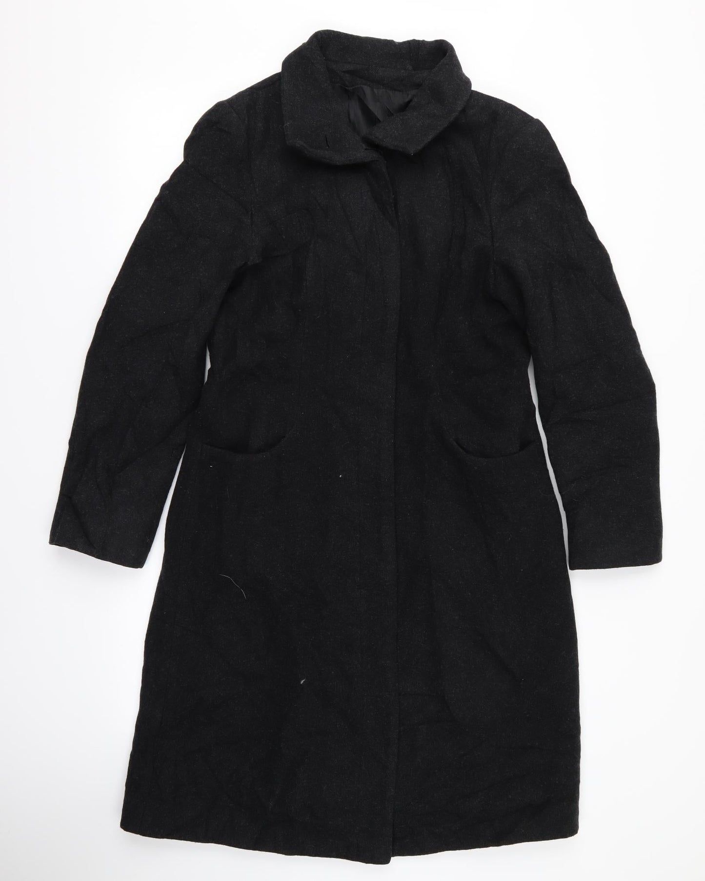 Womens UK Size M Preworn Black Overcoat