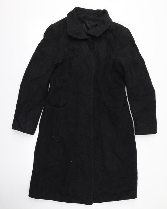 Womens UK Size M Preworn Black Overcoat