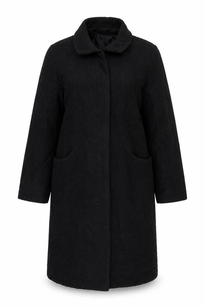 Womens UK Size M Preworn Black Overcoat