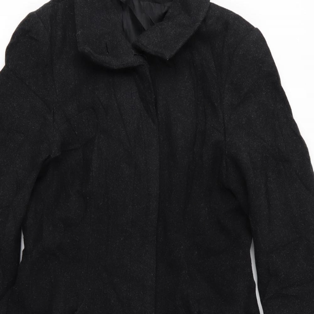 Womens UK Size M Preworn Black Overcoat