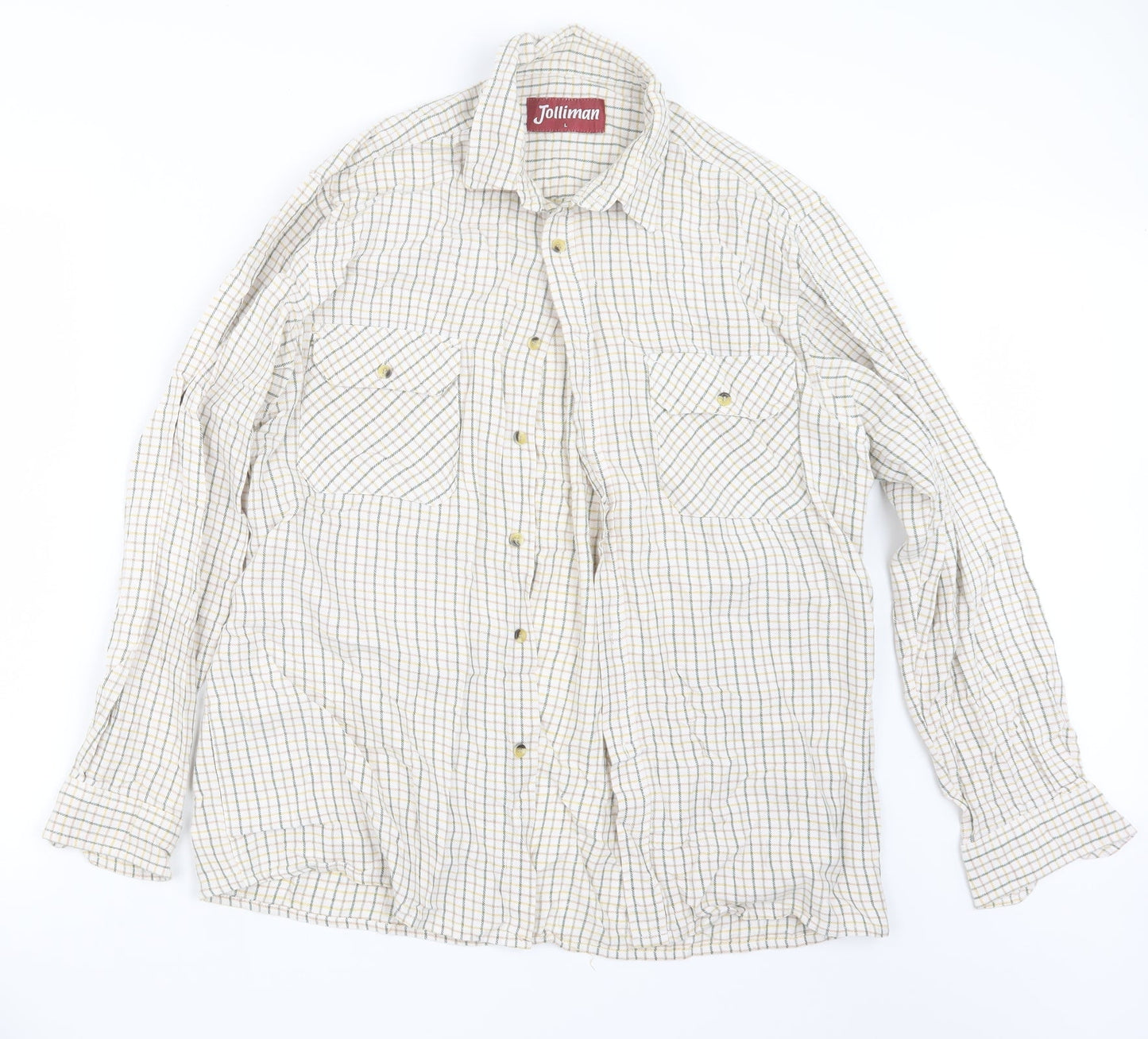 Mens UK Size L Jolliman Green  Button-Up Long Sleeve Casual Shirt