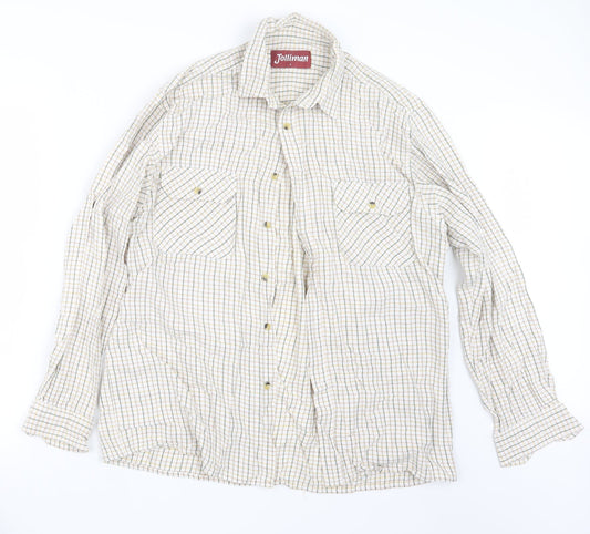 Mens UK Size L Jolliman Green  Button-Up Long Sleeve Casual Shirt