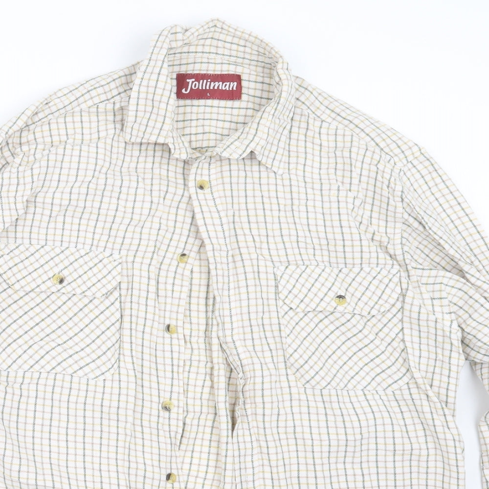 Mens UK Size L Jolliman Green  Button-Up Long Sleeve Casual Shirt