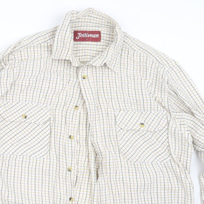 Mens UK Size L Jolliman Green  Button-Up Long Sleeve Casual Shirt