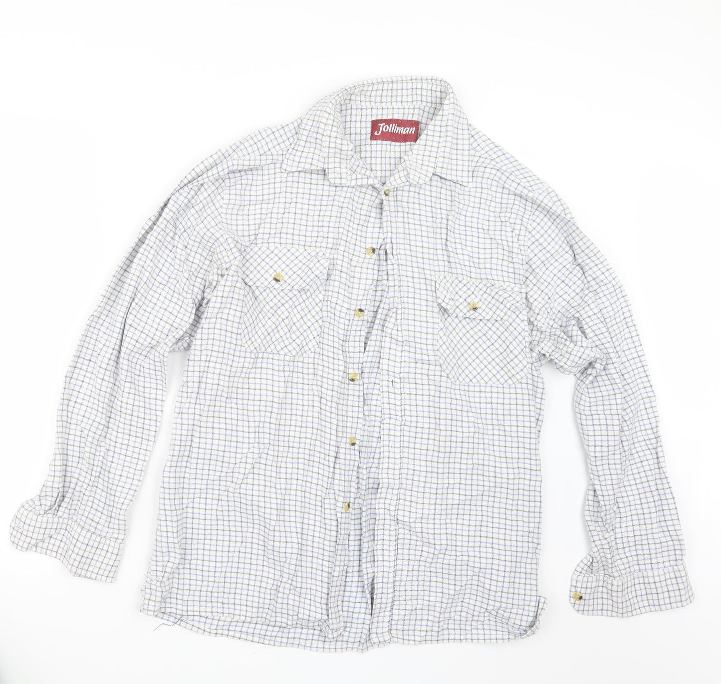 Mens UK Size L Jolliman Blue  Button-Up Long Sleeve Casual Shirt